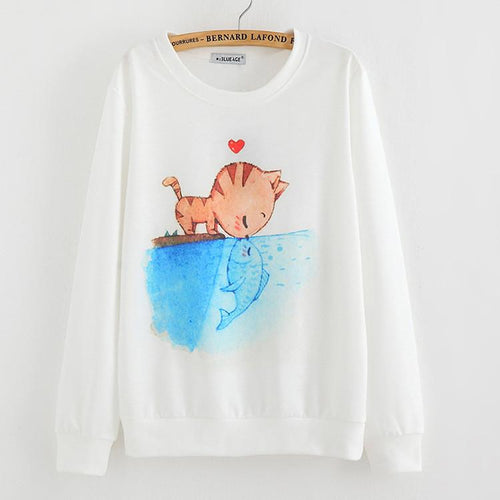 CAT KISS FISH SWEATSHIRT