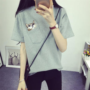 CUTE CAT POCKET SHIRT